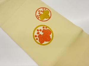 塩瀬金駒刺繍丸に五三桐模様名古屋帯